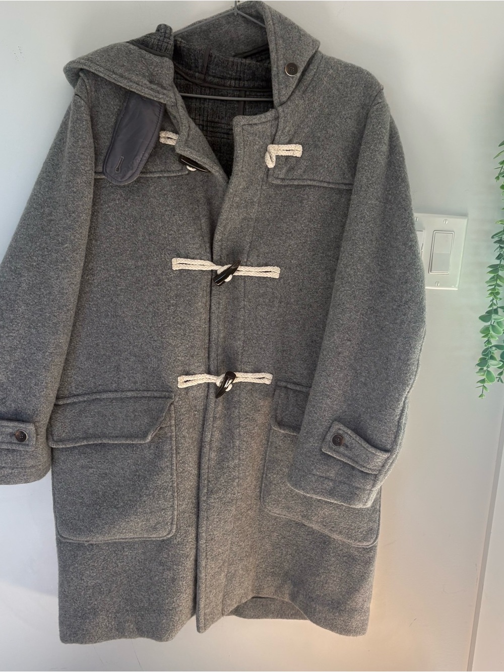 Dearest Gray Wool Duffle Coat Hooded Toggle Jacket Size M
